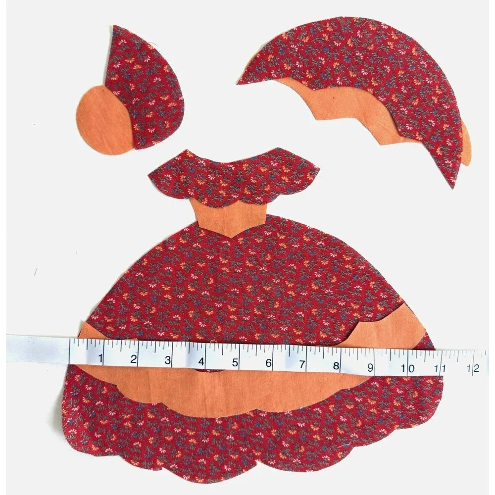 4 Vintage Sunbonnet Sue Southern Belle Quilt Applique Cut Out Pieces for Quilts